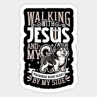 Jesus and dog - Mackenzie River Husky Sticker